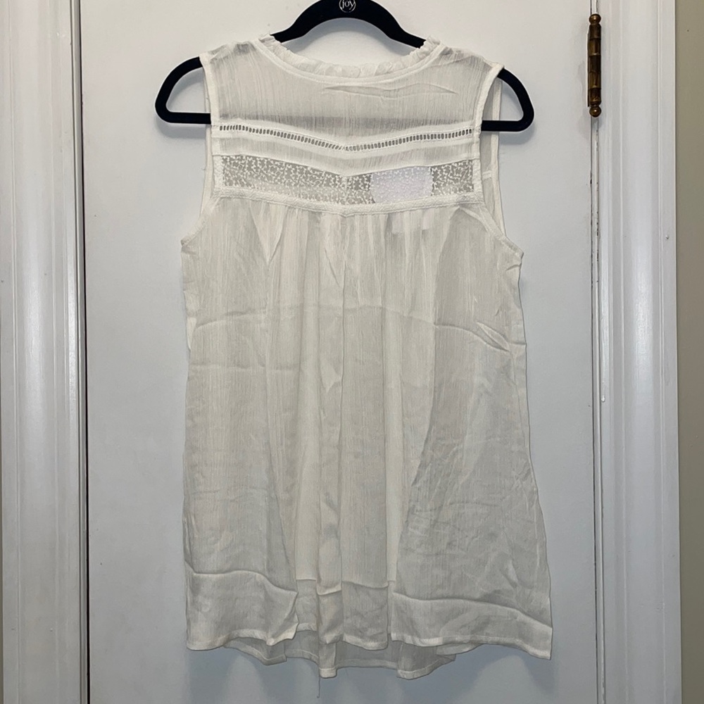 Sheer Mittoshop Ladies Sleeveless Rayon Tunic Cream Medium NWT